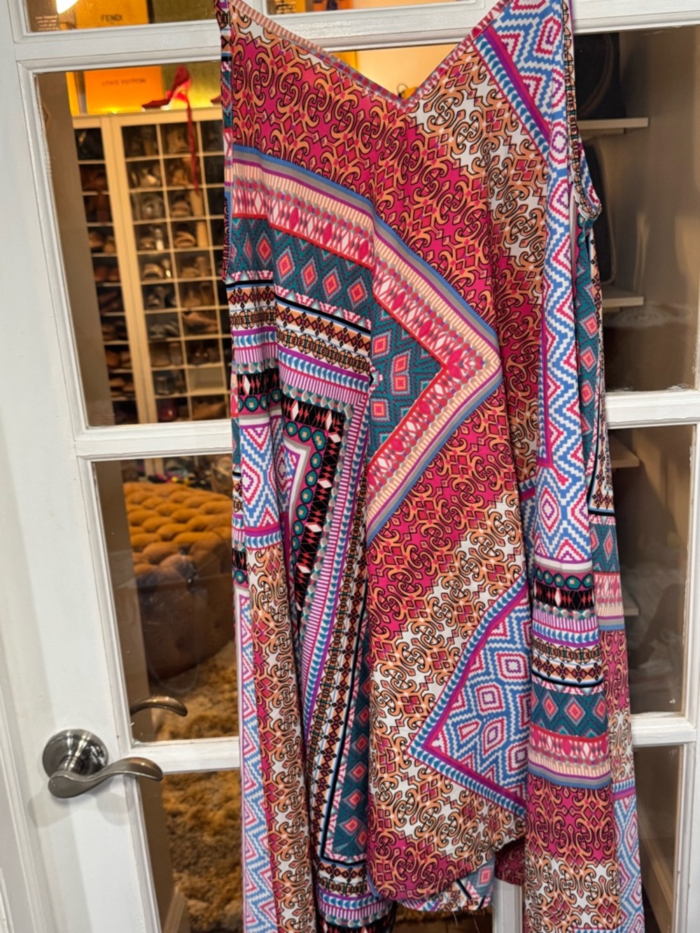 🌸💜 Elan Multicolor Geometric & Paisley Slip Dress cover up sundress patterned 💜🌸 - Picture 3 of 5